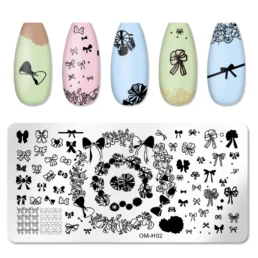 Nail Stamping Plate OM-H02 – Bow & Ribbon Designs