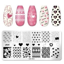 Nail Stamping Plate OM-H03 – Heart & Love Designs