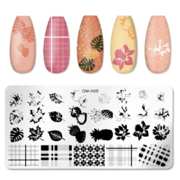 Nail Stamping Plate OM-H05 – Leaf & Nature Designs