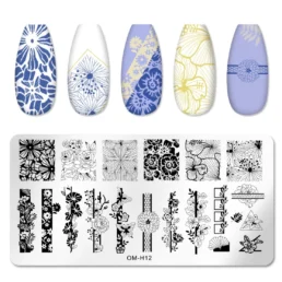 Nail Stamping Plate OM-H12 – Floral & Ornament Designs